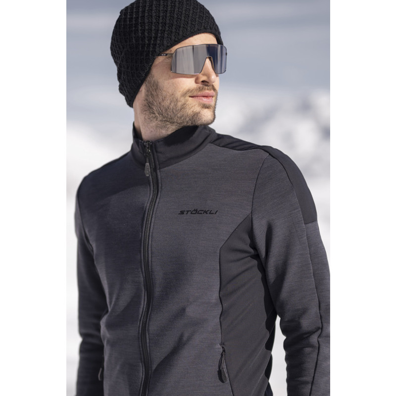 Pánska lyžiarská mikina Stöckli TECHNOSTRETCH  - tmavo šedá