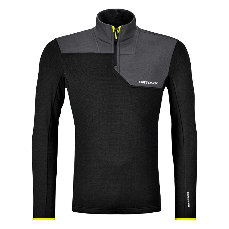 Pánská mikina Ortovox FLEECE LIGHT ZIP NECK  - černá