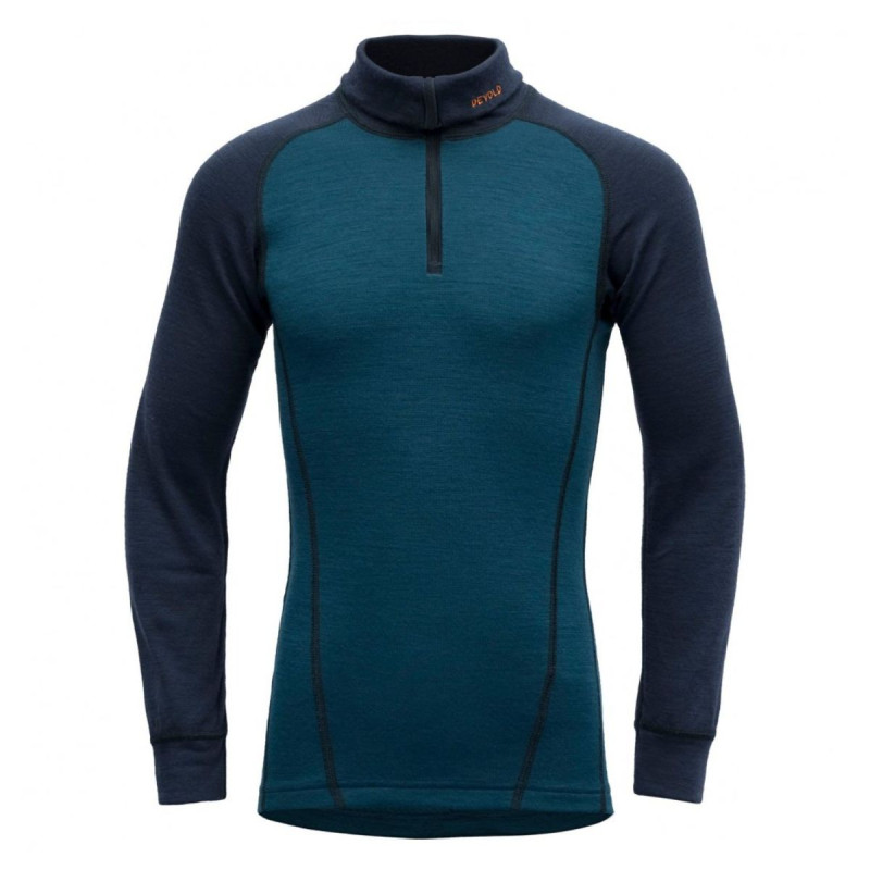 Detské funkčné tričko Devold DUO ACTIVE MERINO ZIP NECK JR  - modrá