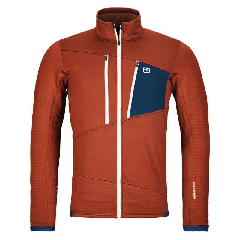 Pánska mikina Ortovox FLEECE GRID JACKET  - hnedá