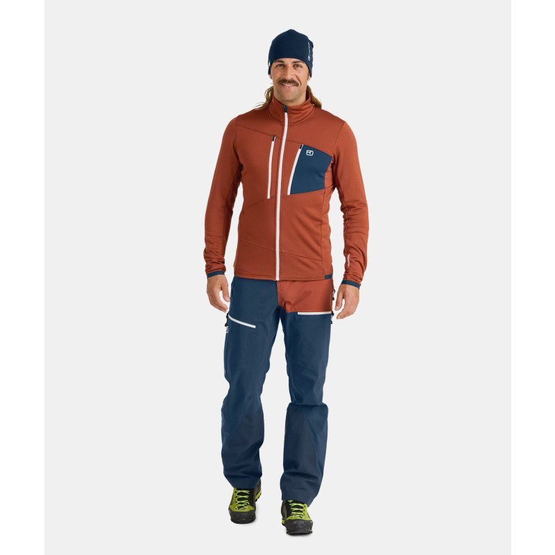 Pánska mikina Ortovox FLEECE GRID JACKET  - hnedá