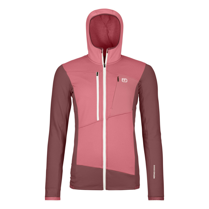 Dámska mikina Ortovox FLEECE GRID HOODY  - vínová