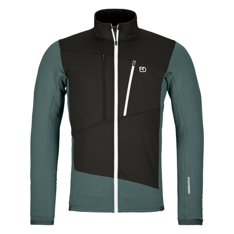 Pánská mikina Ortovox FLEECE GRID JACKET  - tmavě šedá