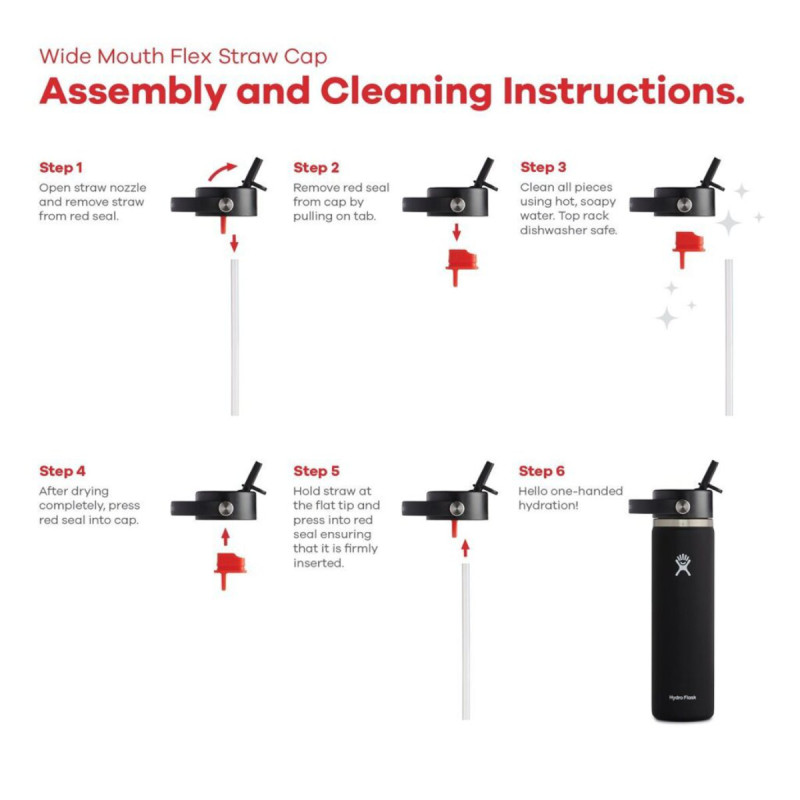 Uzávěr Hydro Flask WIDE MOUTH FLEX STRAW  - černá