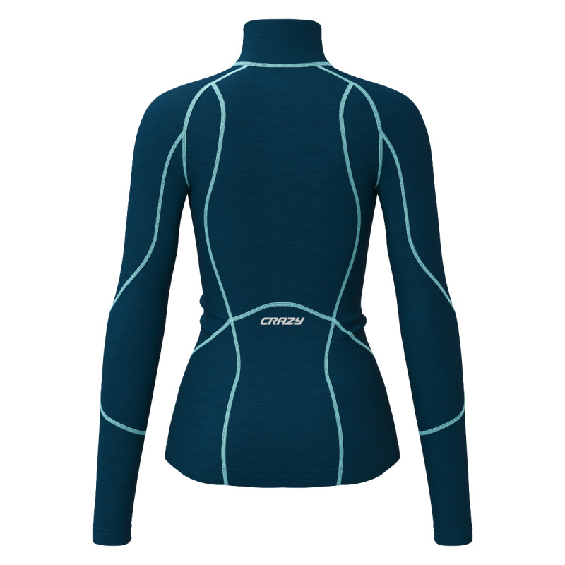 Dámske funkčné tričko Crazy ALLURE ZIP  - petrolejová