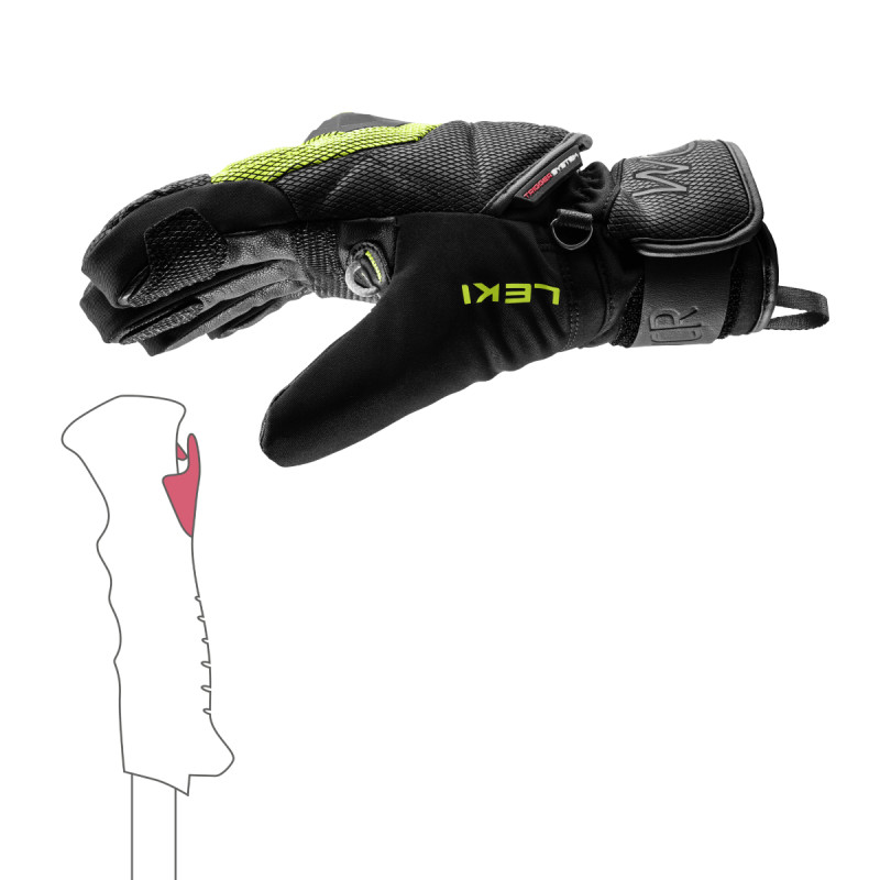 Detské lyžiarské rukavice Leki WCR COACH 3D JUNIOR  - čierna