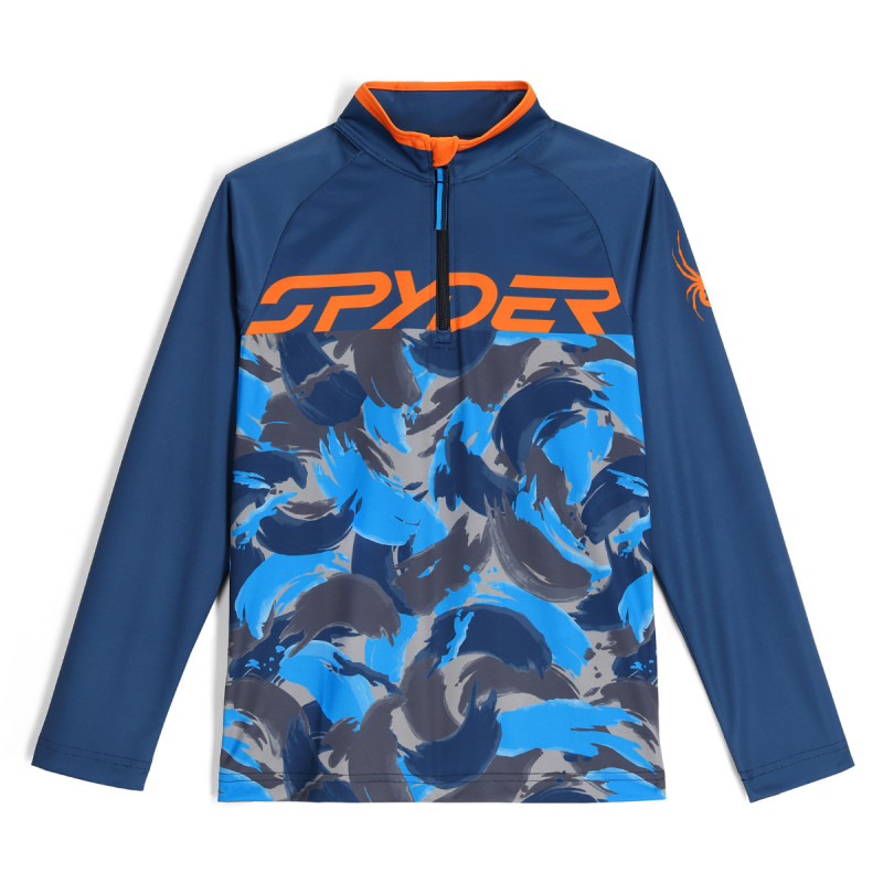 Chlapčenská lyžiarská mikina Spyder CAMO 1/2 ZIP  - tmavo modrá