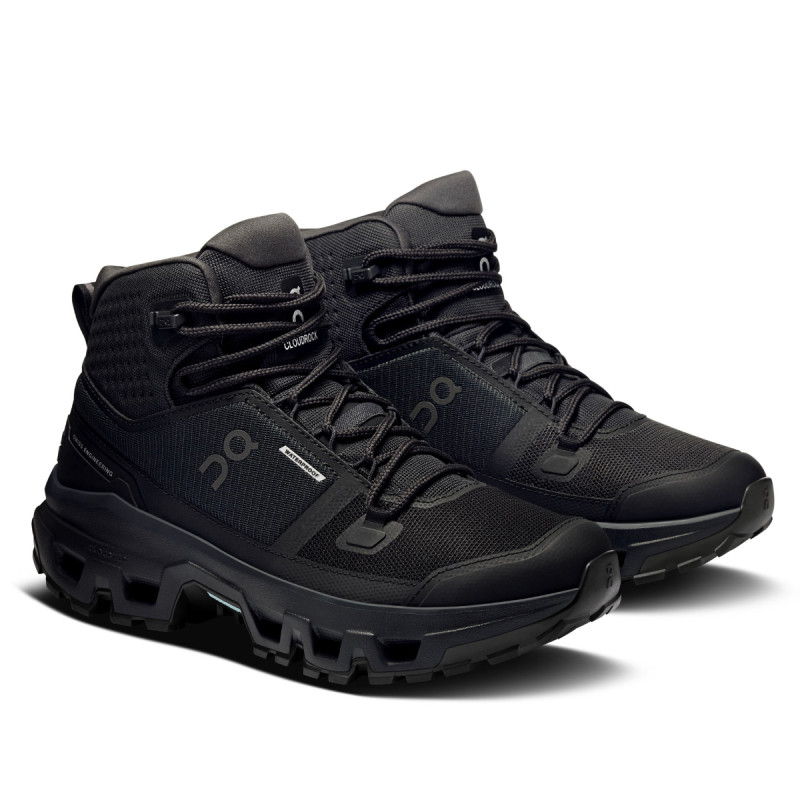 Dámske turistické členkové topánky On CLOUDROCK MID WATERPROOF  - čierna
