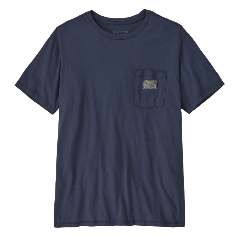 Pánske tričko Patagonia FLYING FISH TIDES ORGANIC POCKET T-SHIRT  - tmavo modrá