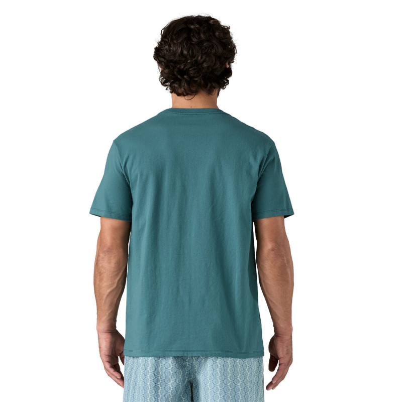 Pánske tričko Patagonia FLYING FISH TIDES ORGANIC POCKET T-SHIRT  - petrolejová