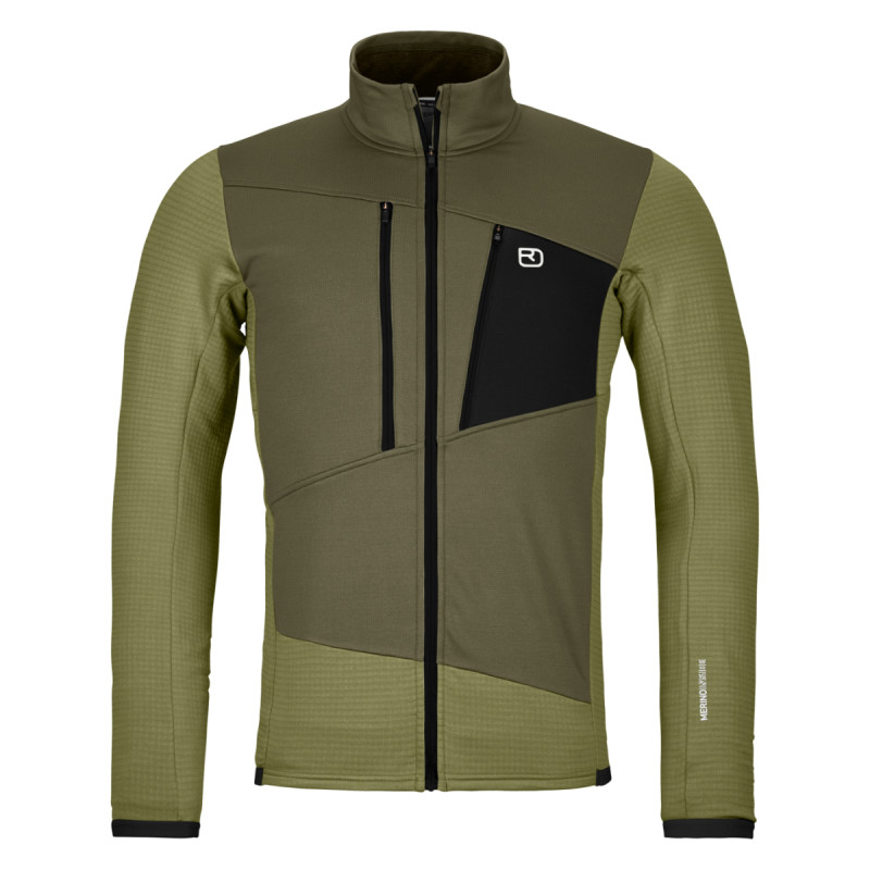 Pánska mikina Ortovox FLEECE GRID JACKET  - khaki