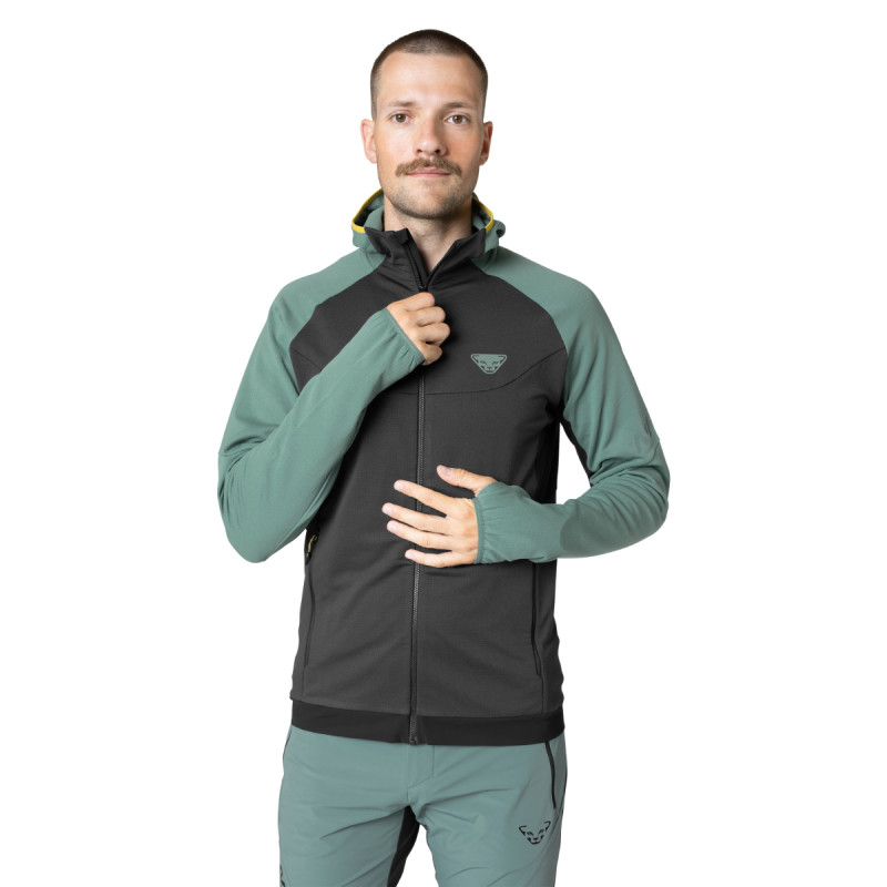 Pánska turistické mikina Dynafit TRANSALPER POLARTEC HOODED JACKET  - čierna