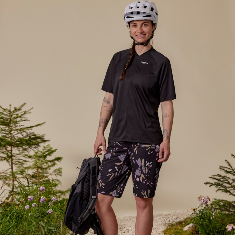 Dámske cyklistické kraťasy Maloja ANEMONAM. PRINTED  - čierna