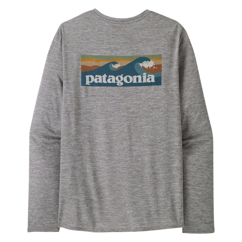 Pánske funkčné tričko Patagonia LONG-SLEEVED CAPILENE COOL DAILY GRAPHIC SHIRT - WATERS  - šedá