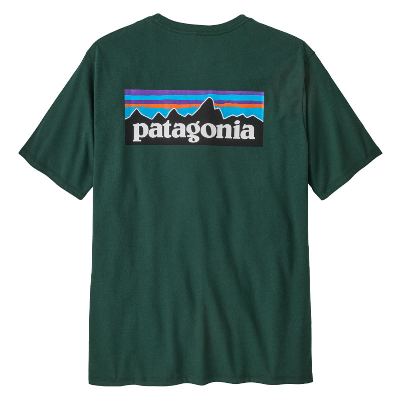 Pánske tričko Patagonia P-6 LOGO RESPONSIBILI-TEE  - tmavo zelená