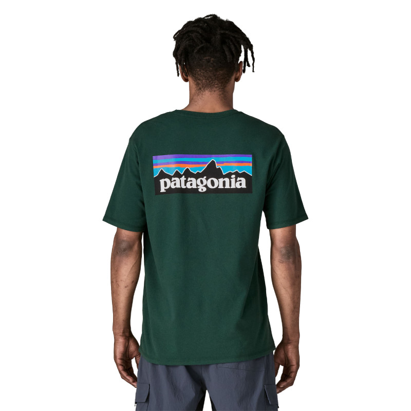 Pánske tričko Patagonia P-6 LOGO RESPONSIBILI-TEE  - tmavo zelená