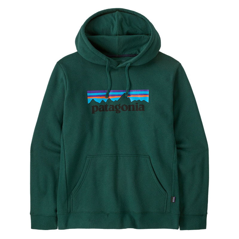 Pánska mikina Patagonia P-6 LOGO UPRISAL HOODY  - tmavo zelená
