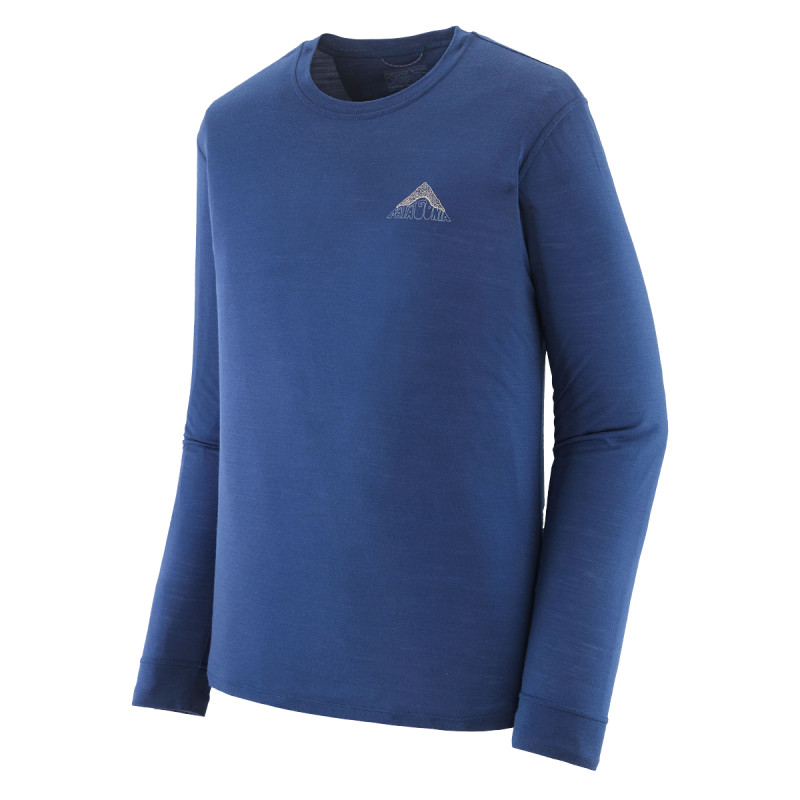 Pánske funkčné tričko Patagonia LONG-SLEEVED CAPILENE COOL MERINO BLEND GRAPHIC SHIRT  - tmavo modrá