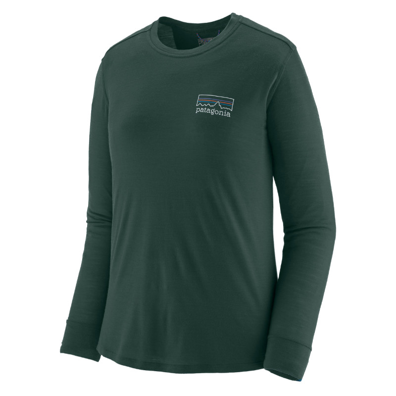 Dámske funkčné tričko Patagonia LONG-SLEEVED CAPILENE COOL MERINO BLEND GRAPHIC SHIRT  - tmavo zelená