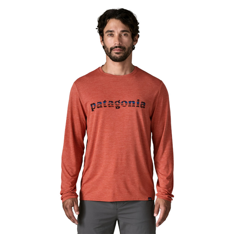 Pánské funkční tričko Patagonia LONG-SLEEVED CAPILENE COOL DAILY GRAPHIC SHIRT  - oranžová