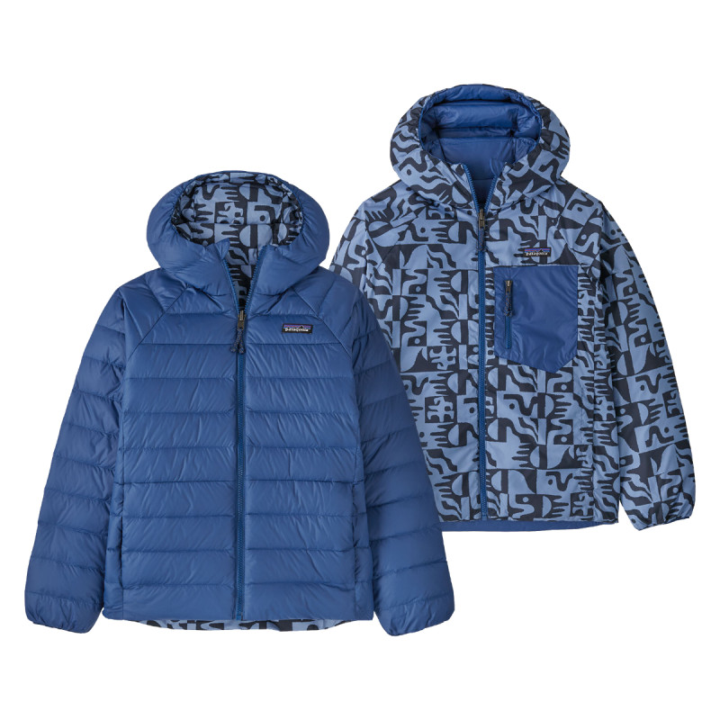 Detská bunda Patagonia REVERSIBLE DOWN SWEATER HOODY  - tmavo modrá