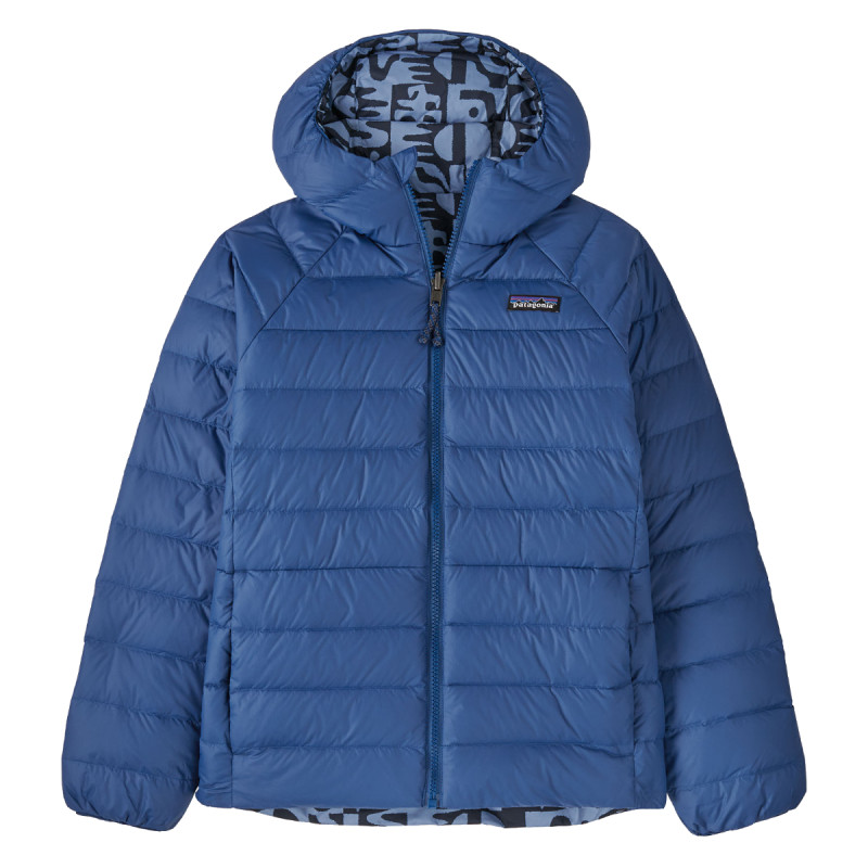 Detská bunda Patagonia REVERSIBLE DOWN SWEATER HOODY  - tmavo modrá