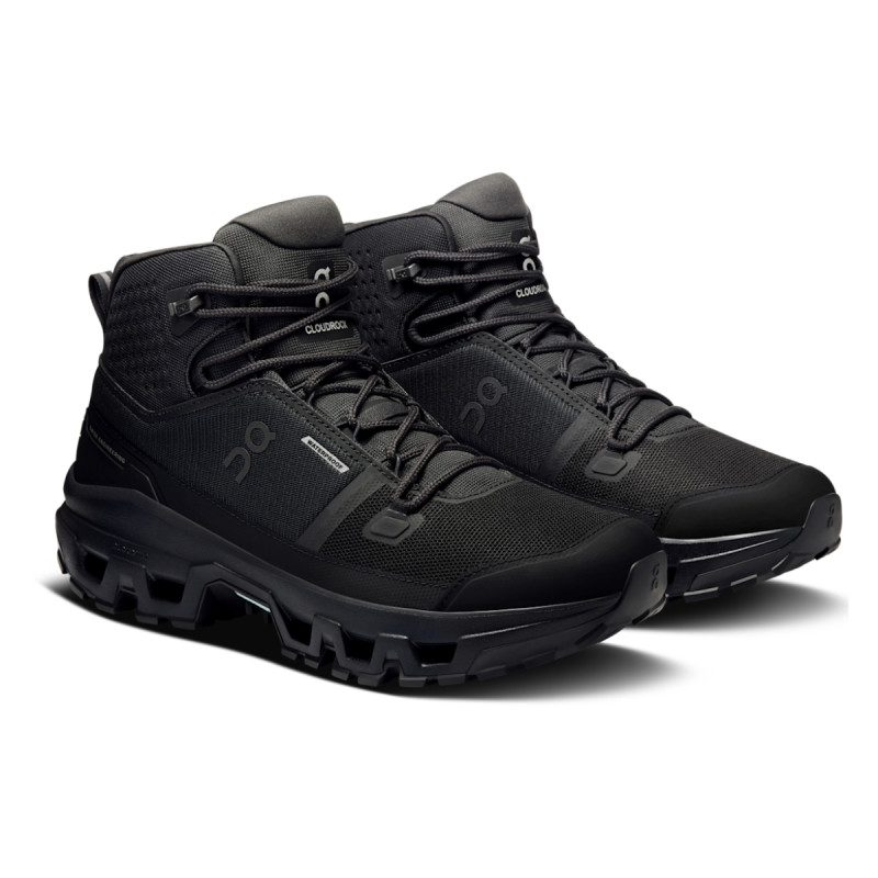 Pánske turistické členkové topánky On CLOUDROCK MID WATERPROOF  - čierna