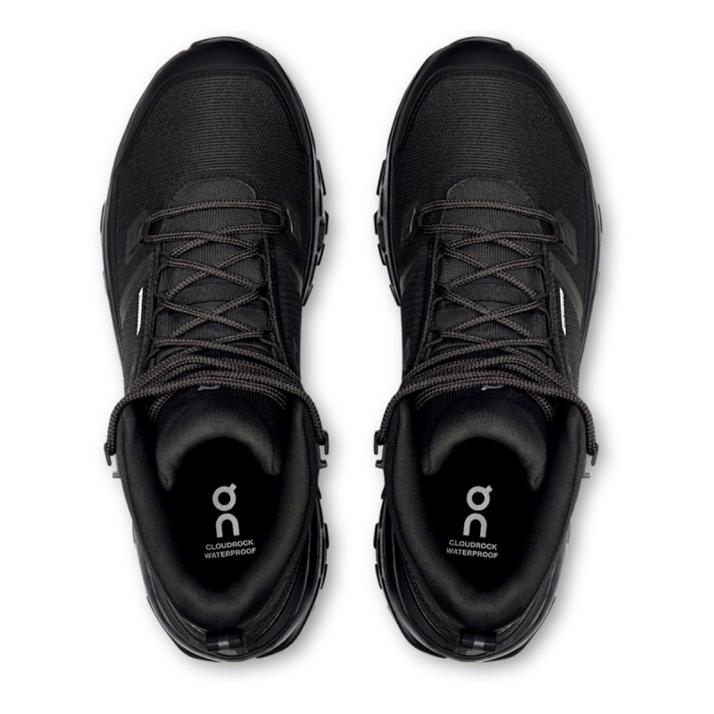 Pánske turistické členkové topánky On CLOUDROCK MID WATERPROOF  - čierna