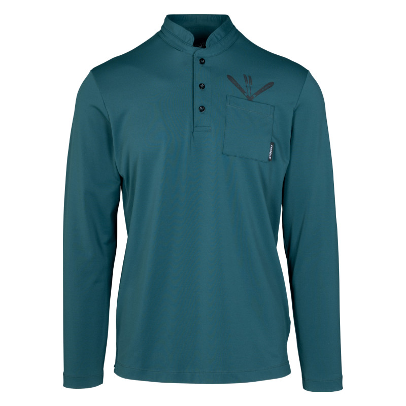 Pánské tričko Stöckli POLO MAO LONGSLEEVE  - tmavě zelená