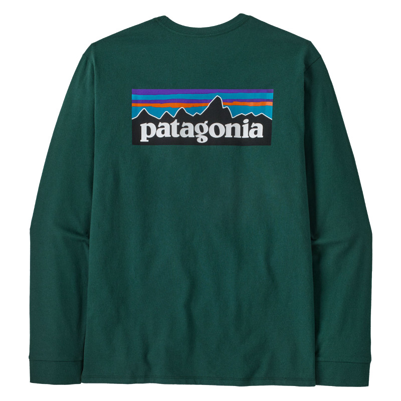 Pánské tričko Patagonia LONG-SLEEVED P-6 LOGO RESPONSIBILI-TEE  - tmavě zelená