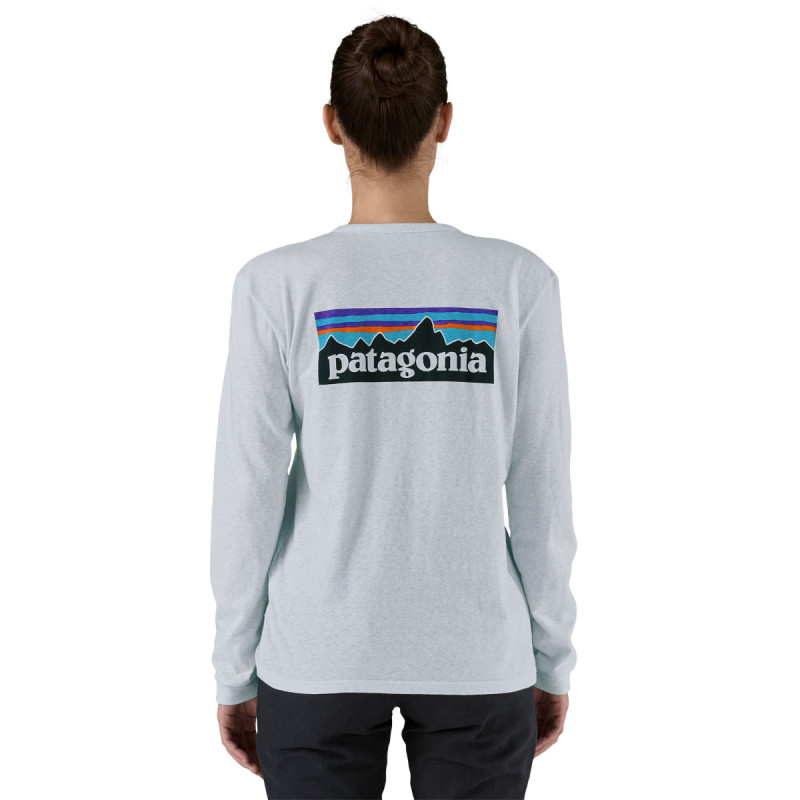 Dámske tričko Patagonia LONG-SLEEVED P-6 LOGO RESPONSIBILI-TEE  - biela