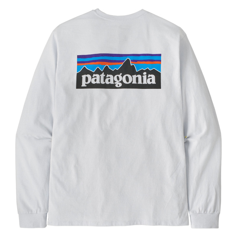 Pánske tričko Patagonia LONG-SLEEVED P-6 LOGO RESPONSIBILI-TEE  - biela