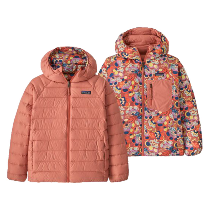 Dievčenská bunda Patagonia REVERSIBLE DOWN SWEATER HOODY  - svetlo ružová