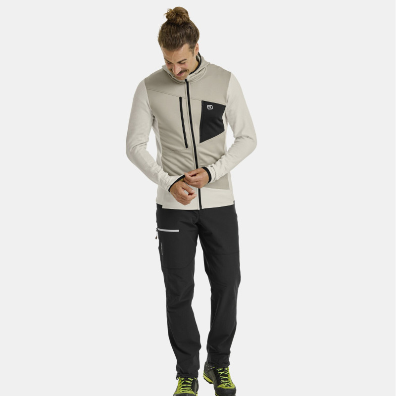 Pánská mikina Ortovox FLEECE GRID HOODY  - béžová