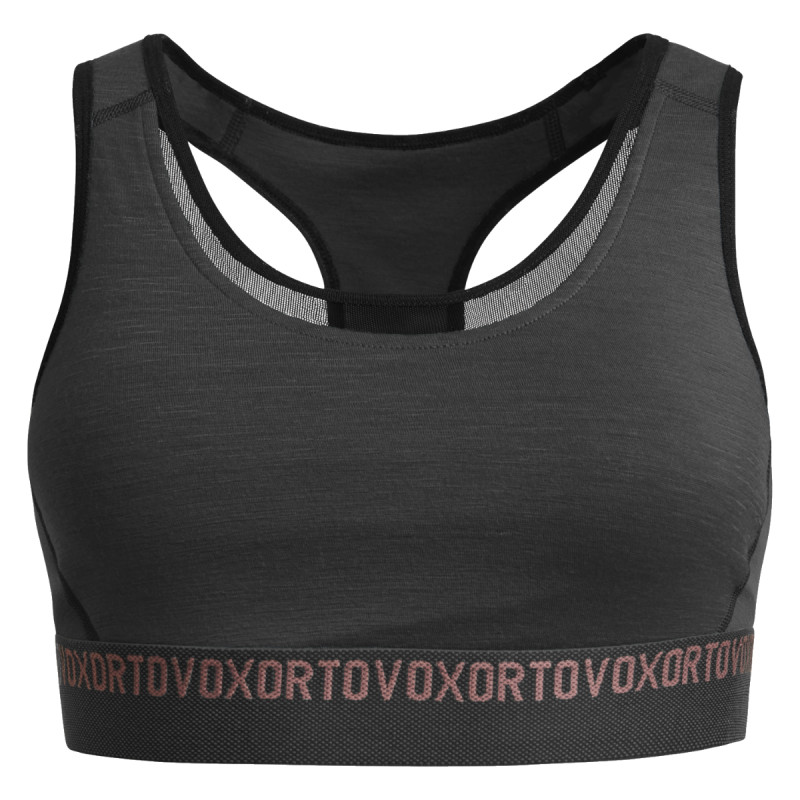 Dámska funkčná podprsenka Ortovox 185 ROCK’N’WOOL SPORT TOP  - čierna