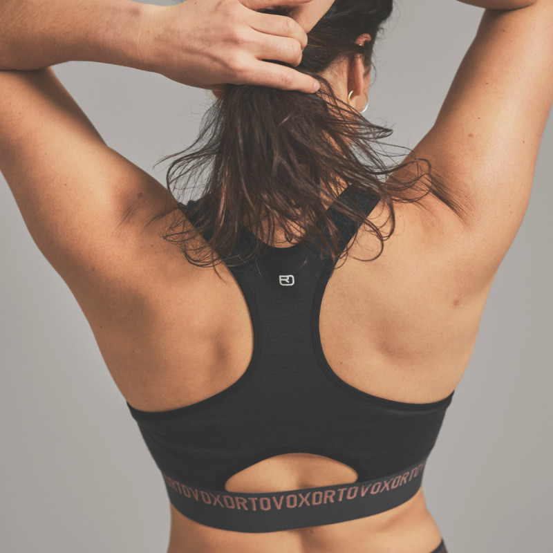 Dámska funkčná podprsenka Ortovox 185 ROCK’N’WOOL SPORT TOP  - čierna