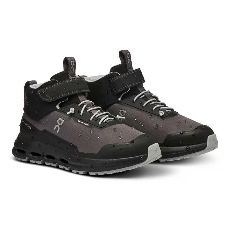 Detské členkové topánky On CLOUDHERO MID WATERPROOF  - čierna