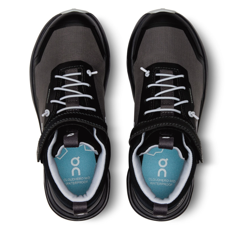 Detské členkové topánky On CLOUDHERO MID WATERPROOF  - čierna