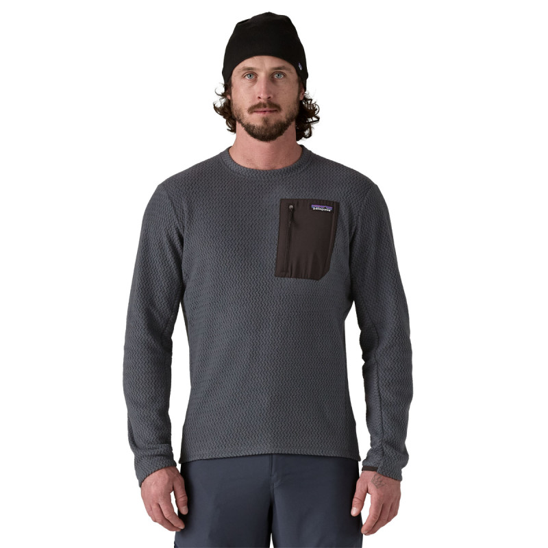 Pánska mikina Patagonia R1 AIR FLEECE CREWNECK  - tmavo šedá