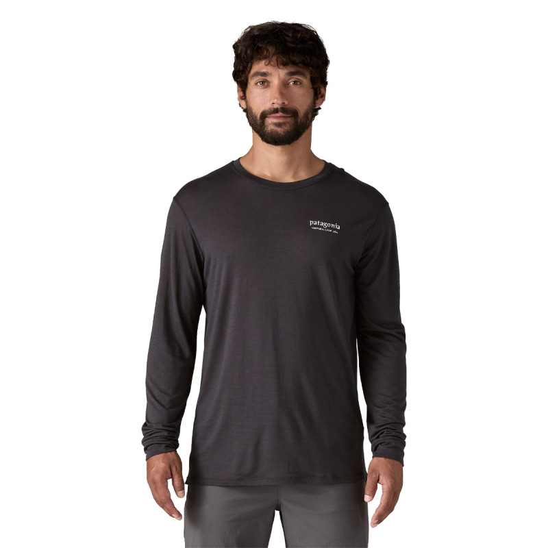 Pánské funkční tričko Patagonia LONG-SLEEVED CAPILENE COOL MERINO BLEND GRAPHIC SHIRT  - černá