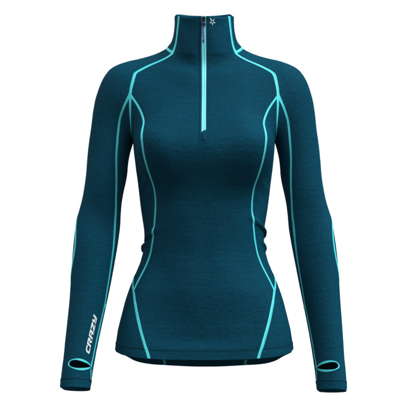 Dámské funkční tričko Crazy ALLURE ZIP  - petrolejová
