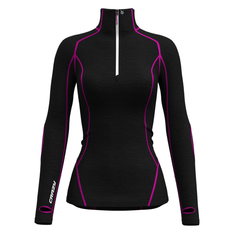 Dámské funkční tričko Crazy ALLURE ZIP  - černá