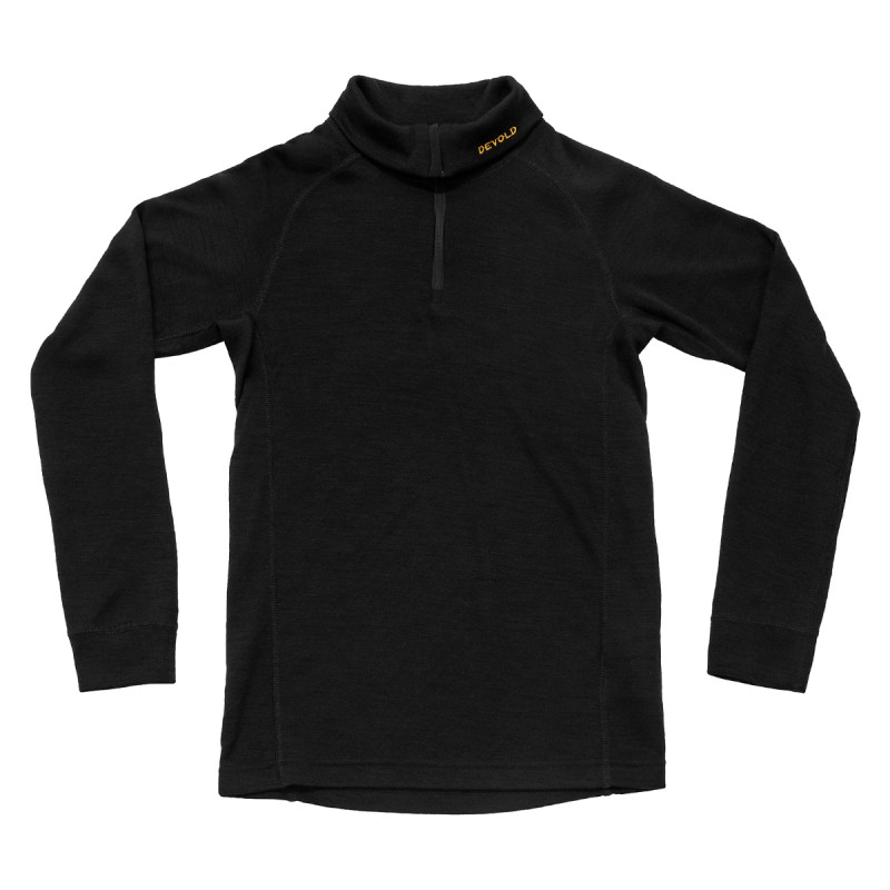Dětské funkční tričko Devold DUO ACTIVE MERINO ZIP NECK JR  - černá