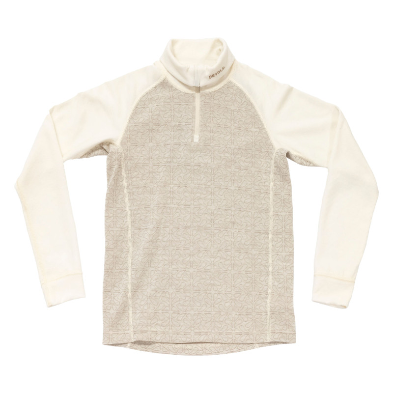 Detské funkčné tričko Devold DUO ACTIVE MERINO ZIP NECK JR  - biela