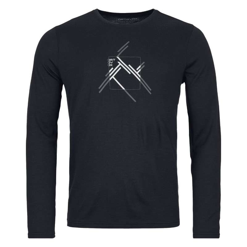 Pánske funkčné tričko Ortovox 185 MERINO MTN CUTOUT LS  - čierna