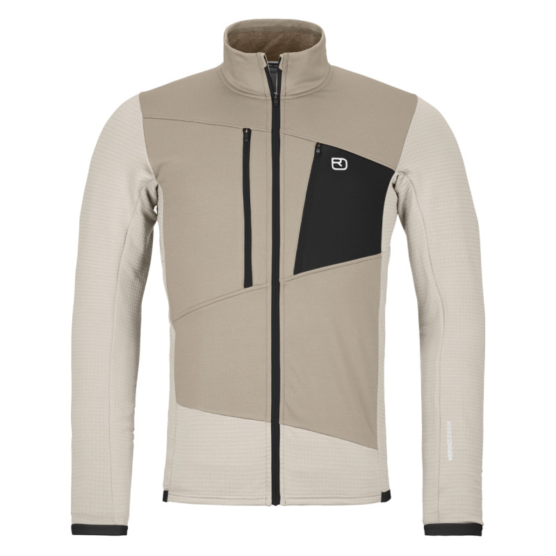 Pánska mikina Ortovox FLEECE GRID JACKET  - béžová