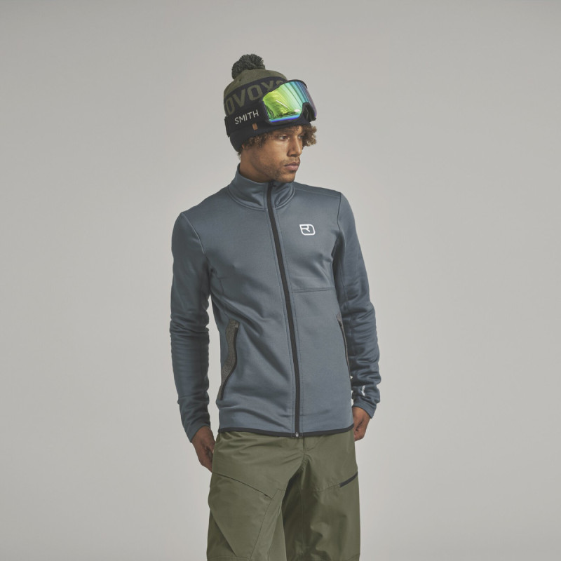 Pánska mikina Ortovox FLEECE JACKET  - tmavo šedá