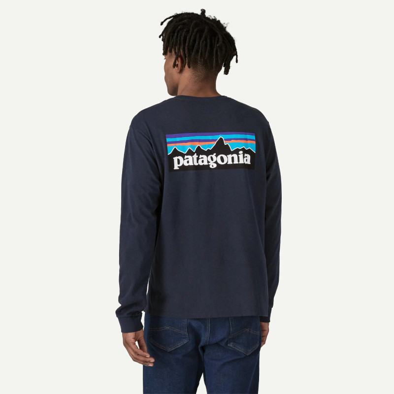 Pánske tričko Patagonia LONG-SLEEVED P-6 LOGO RESPONSIBILI-TEE  - tmavo modrá