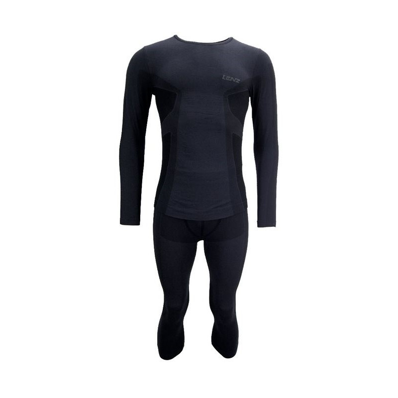 Dámský funkční komplet Lenz SET MERINO 3/4  - černá