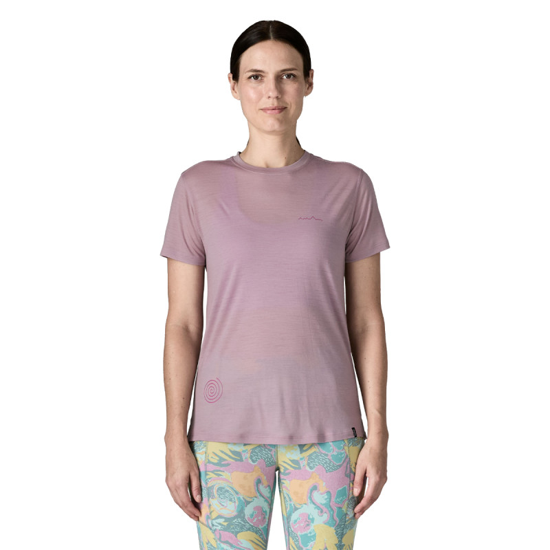 Dámské funkční tričko Patagonia CAPILENE COOL MERINO BLEND GRAPHIC SHIRT  - světle fialová